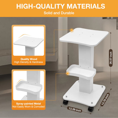 ABS Beauty Salon Trolley Simplicity Pedestal Rolling Cart Load 40Kg for Beauty Salons Hospitals Hairdressers Laboratories