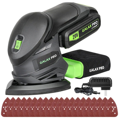 GALAX PRO Cordless Detail Sander 20V Copper Motor 12000 RPM Electric Orbital Sander for Woodworking Detail Sanding 20 Sandpapers
