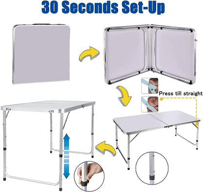 Aluminium Folding Table Camping Table Portable Catering Dinner Table for Picnic Garden Party BBQ,80x60x69cm