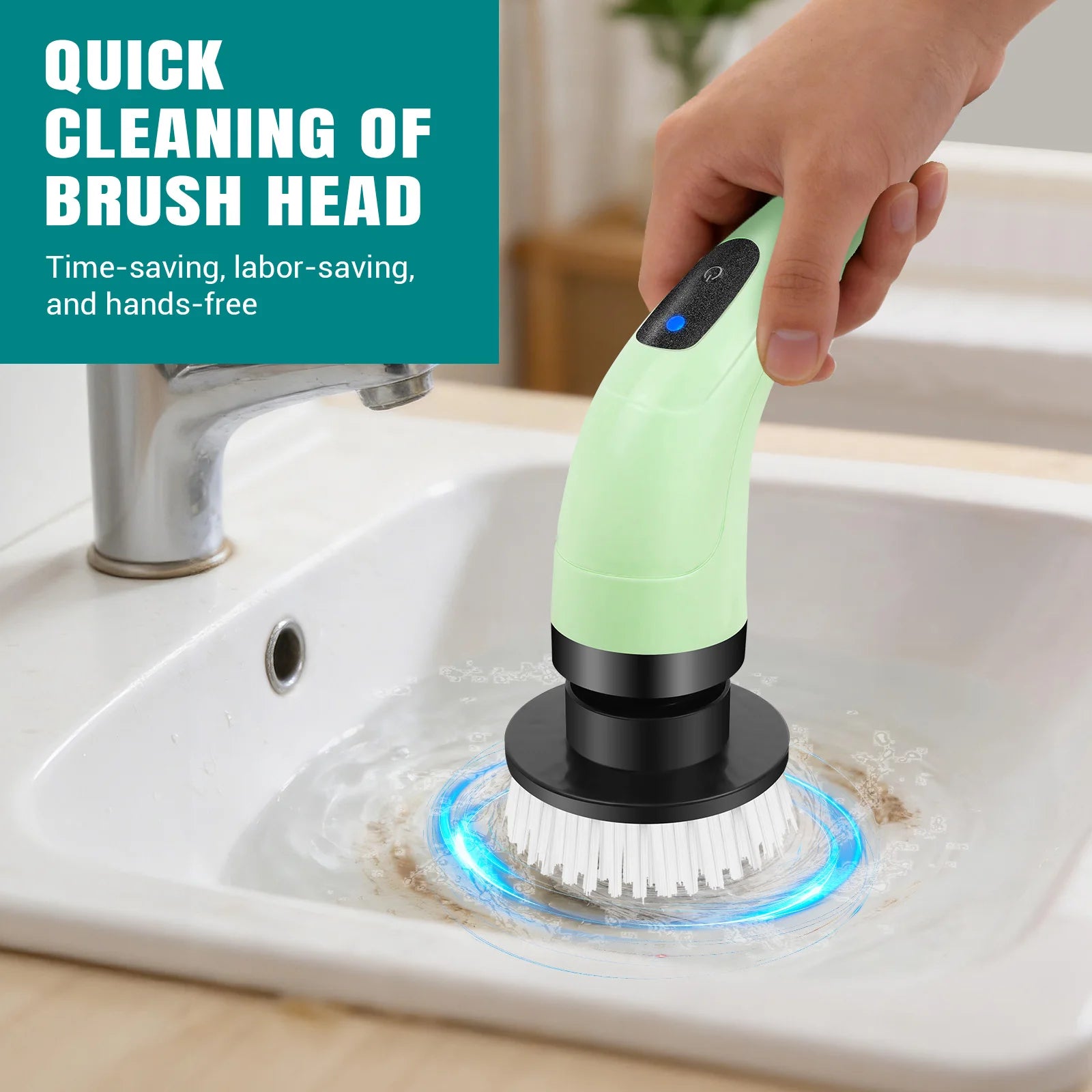 Cordless Cleaning Brush, Cordless Bathroom Scrubber, 2 Speeds & 350RPM Electric Spin Scrubber for Kitchen & Home
