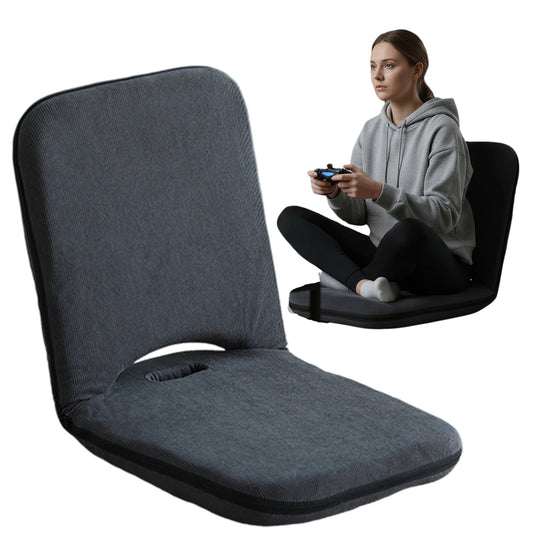 5-Position Adjustable Floor Chair Lazy Sofa Recliner for Reading Gaming (Grey)