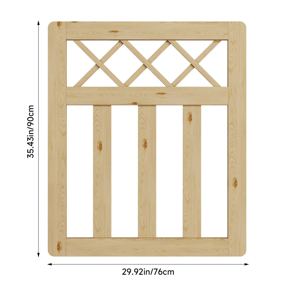 Wooden Garden Gate Pedestrian Fence Yard Door Security Barrier With Cross Top