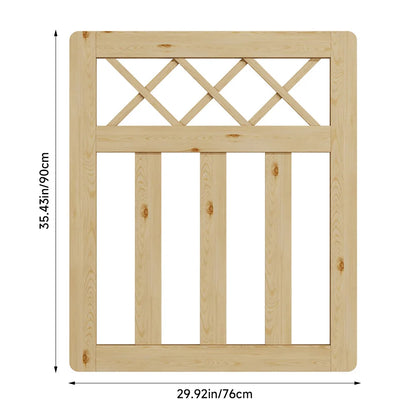 Wooden Garden Gate Pedestrian Fence Yard Door Security Barrier With Cross Top