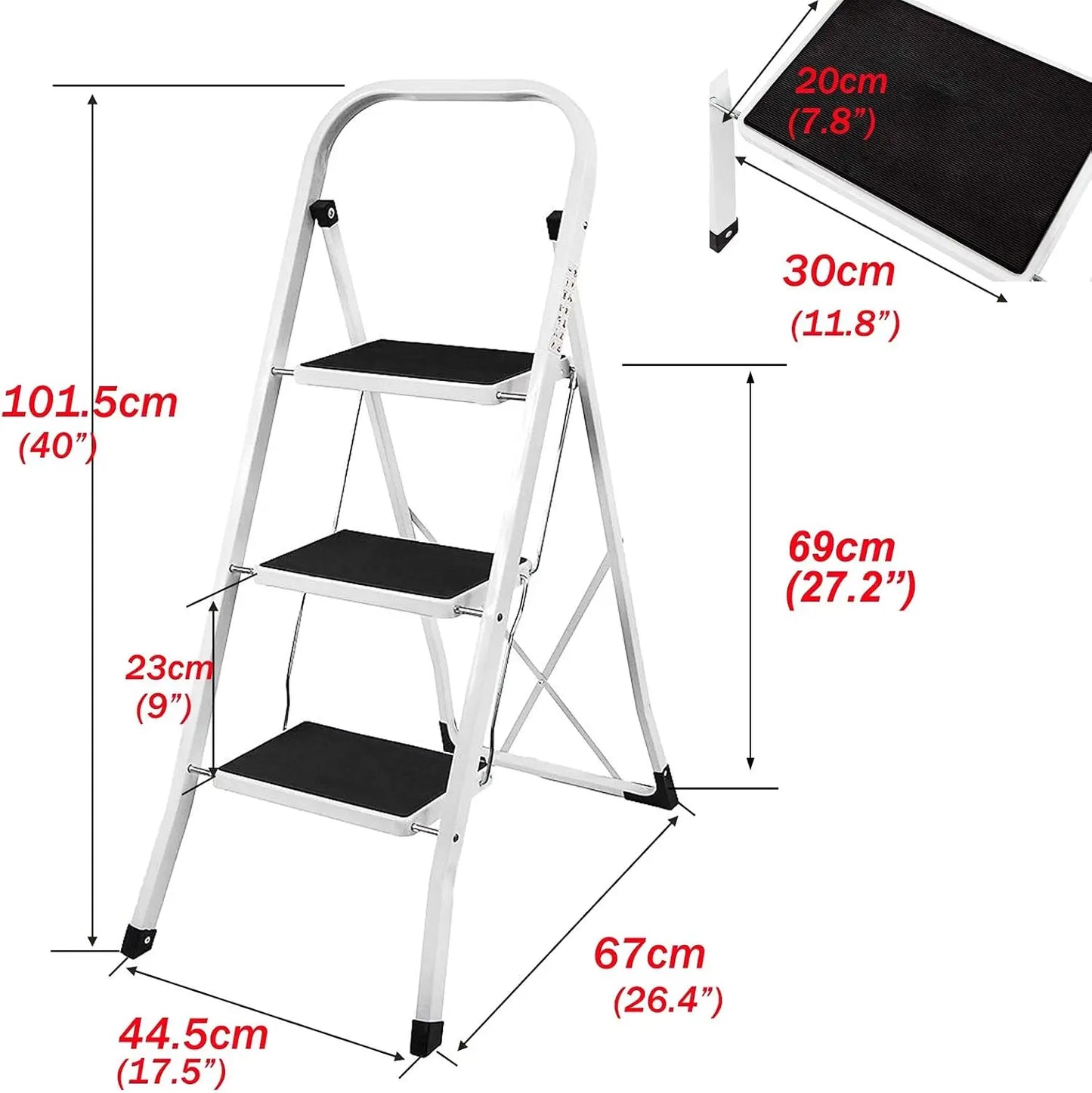 Dayplus Safety Folding Step Stool 2-4 Step Ladder Portable Foldable Stepladder anti Slip Feet for Indoor Outdoor Home Office