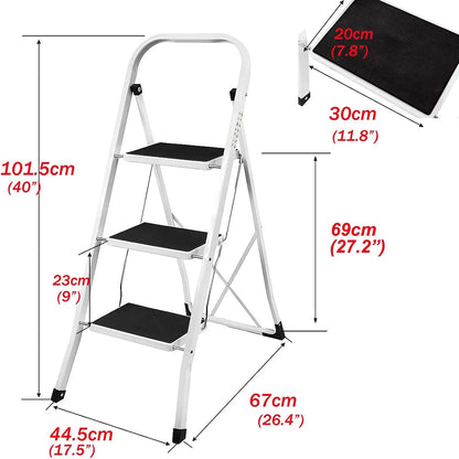 Dayplus Safety Folding Step Stool 2-4 Step Ladder Portable Foldable Stepladder anti Slip Feet for Indoor Outdoor Home Office