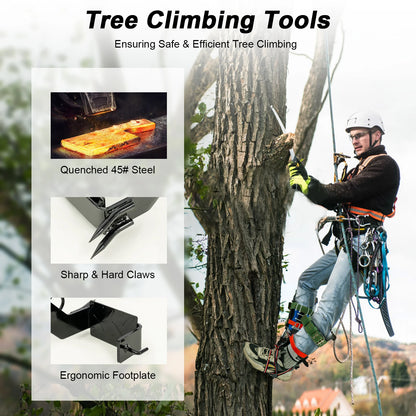 Tree Climbing Spikes Kit with Safety Belt Harness 220Lbs Ergonomic Climbing Gear Arborist Aider Tool for Hunting Logging Picking