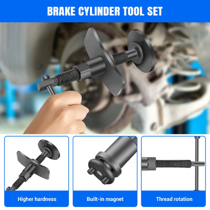 22 Piece Brake Caliper Rewind Tool Kit To Wind Back Front And Rear Disc Brake Piston Compression Pad Replacement Master Set