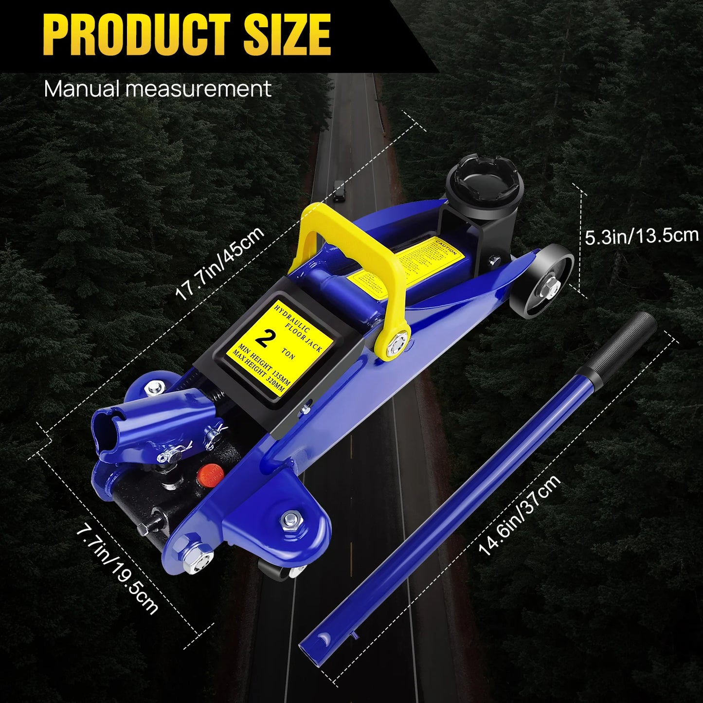 Hydraulic Floor Jack & Stands, 2 Ton Low Profile Hydraulic & 3 Ton Axle Stand Set, Tyre Repair Kit Steel Racing Quick Lift