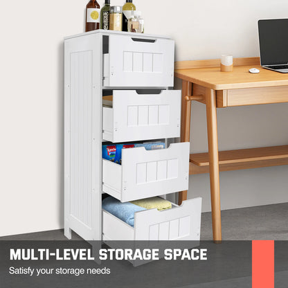 Bathroom Storage Cabinet 4 Drawers Floor Standing Modern Waterproof Bathroom Cabinet Space Saver Home Furniture Cabinet PVC