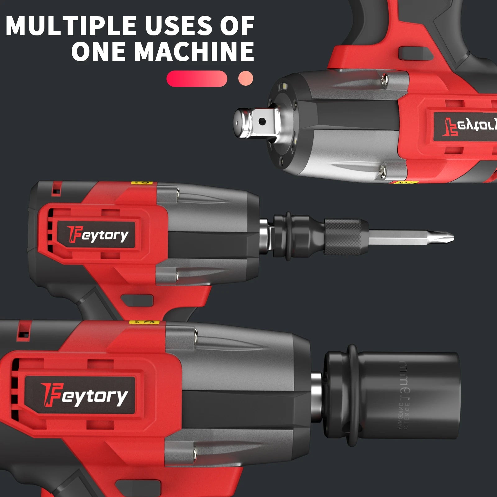 Cordless Electric Impact Drill Wrench 1/2" Brushless Power Impact Gun, 1500N.M with 4 Sockets & 12 Piece Screwdriver Bits