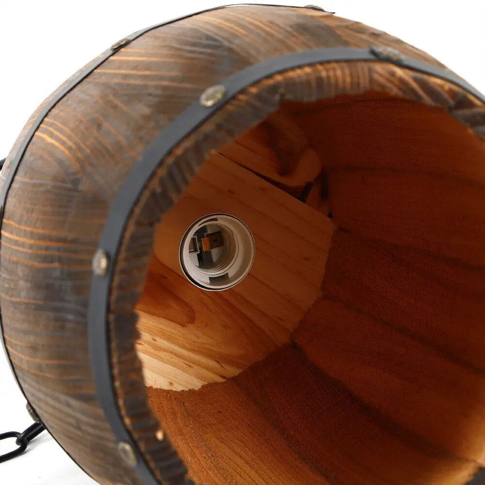 Retro Vintage Style Hanging Vintage Wine Barrel Light Wooden Rustic Old West Cafe Bar Ceiling Lamp