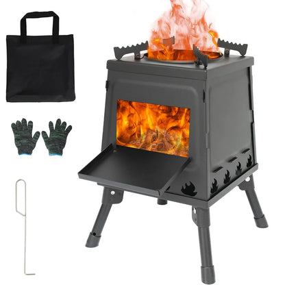 Foldable Wood Burner Stove Portable Firewood Outdoor Camping Wood-Burning Stove For Hiking Traveling 