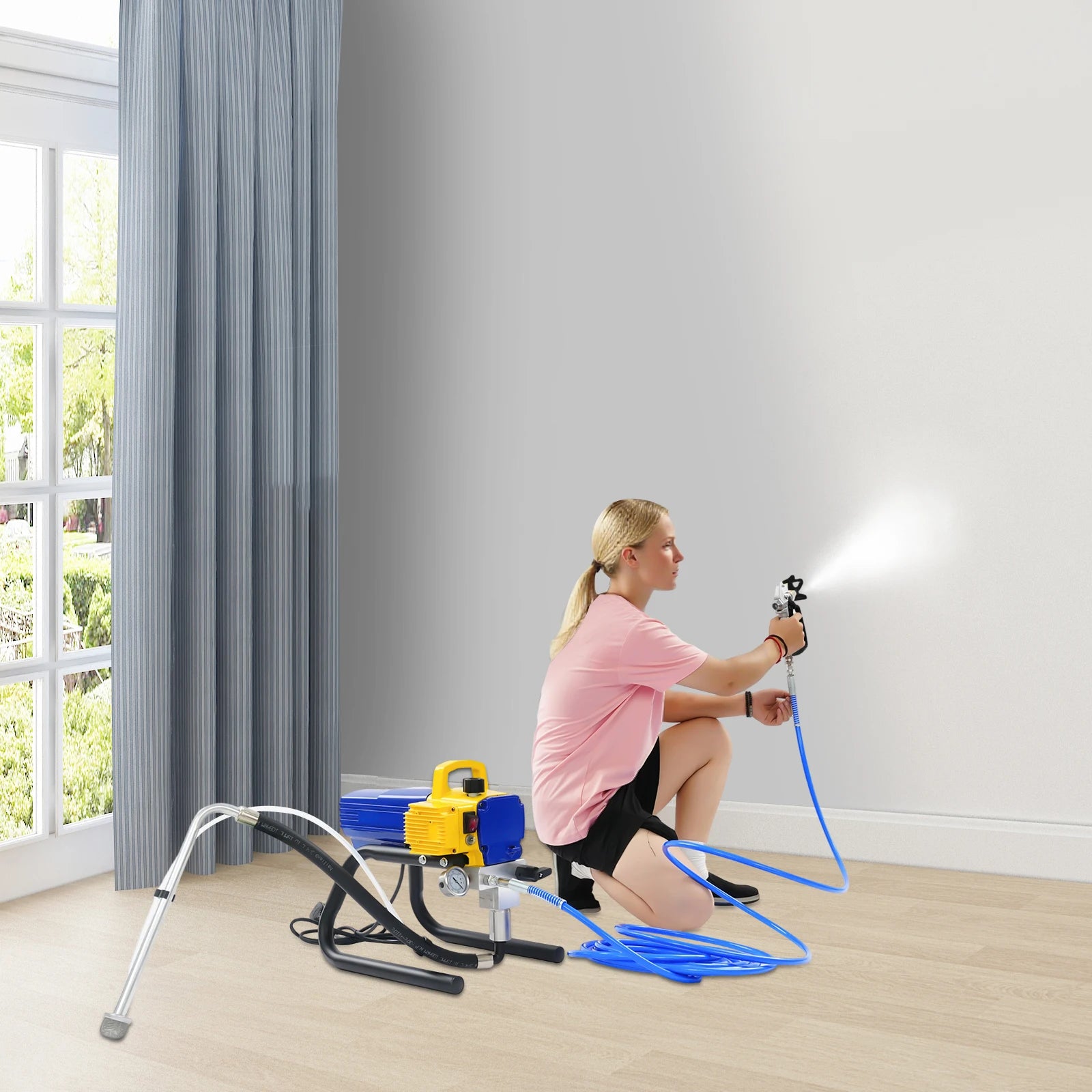 1800W Wall Paint Sprayer, 220V Electric Sprayer With 9M Hose 3600Psi For Wall Interior & Exterior Industrial Painting