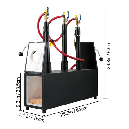 DE Gas Propane Forge round Square Blacksmith Melting Furnace 1/2/3 Burner for Knife & Metal Tool Making Gas Forge Kit