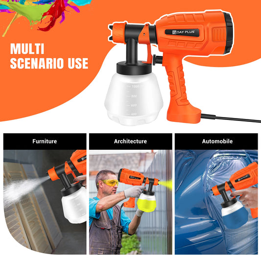 Dayplus 3 Spray Patterns Electric Paint Sprayer, Fence Paint Sprayer, 1000Ml for Fencing and Decking, Spray Gun Handheld