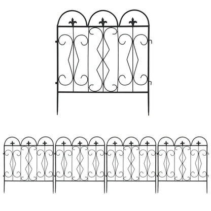 5 Piece Decorative Garden Fence Outdoor Coated Garden Border Edging Landscape Wire Fencing Picket Animal Barrier Fence