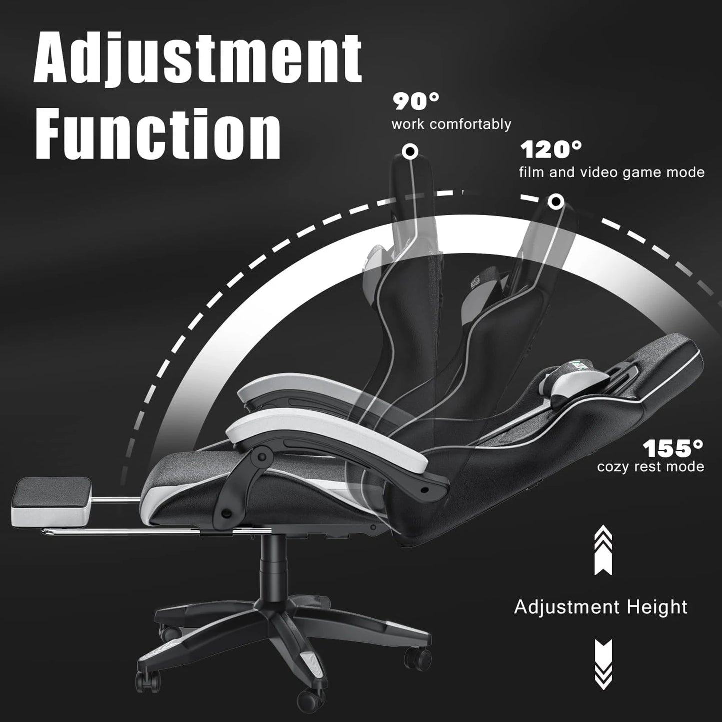Racing Gaming Chair With Footrest Ergonomic With Lumbar Cushion Headrest Height Adjustable Computer Gamer Chairs