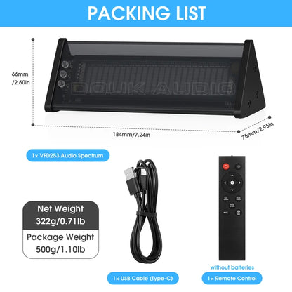 Nobsound Bluetooth 5.0 VFD Clock Music Spectrum Display Screen Sound Level Meter 3.5mm AUX Audio Switcher Box Spectrum