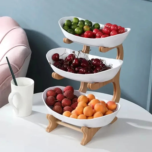 Fruit Storages Plate Wooden Multi-Layer Dining Plate for Household Tabletop Snacks Candies Cake Storage Rack Large Capacity Food