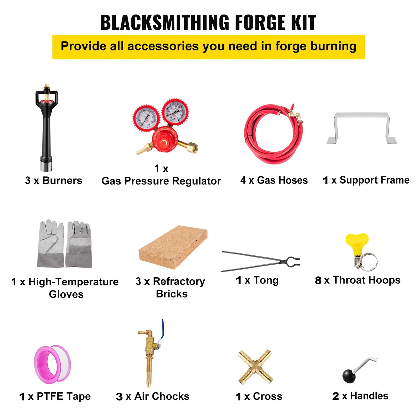 DE Gas Propane Forge round Square Blacksmith Melting Furnace 1/2/3 Burner for Knife & Metal Tool Making Gas Forge Kit