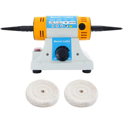 320W Bench Polisher & Buffer Machine – 800-10000RPM Variable Speed, Dual Spindle, For Metal, Wood, Jade & Plastic