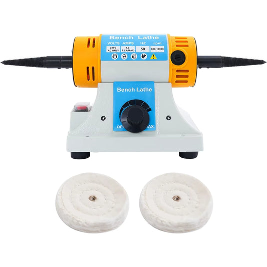 320W Bench Polisher & Buffer Machine – 800-10000RPM Variable Speed, Dual Spindle, For Metal, Wood, Jade & Plastic