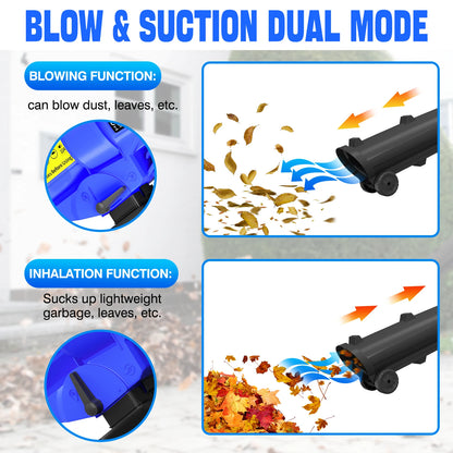 3 In 1 Leaf Blower Garden Vacuum Leaf Shredder, Powerful Electric Garden Blower For Household, 6 Variable Speeds & 35L Bag