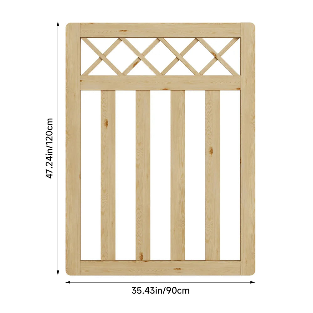 Wooden Garden Gate Pedestrian Fence Yard Door Security Barrier With Cross Top