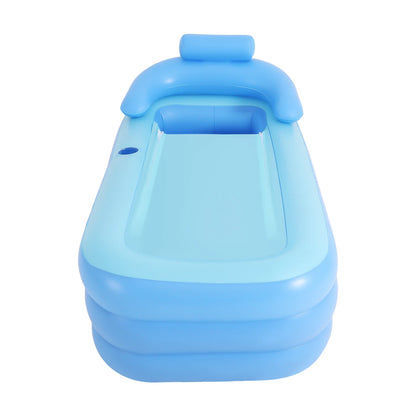 Portable Inflatable Bathtub Foldable Soaking Tub with Ergonomic Backrest Zipper Lid Thickened PVC for Home Apartment Backyard