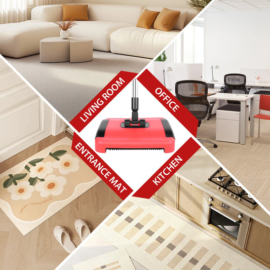 Manual Carpet Cleaner Carpet Sweeper With Detachable Cleaning Comb For Efficient Cleaning For Carpets, Rugs And Indoor Floors