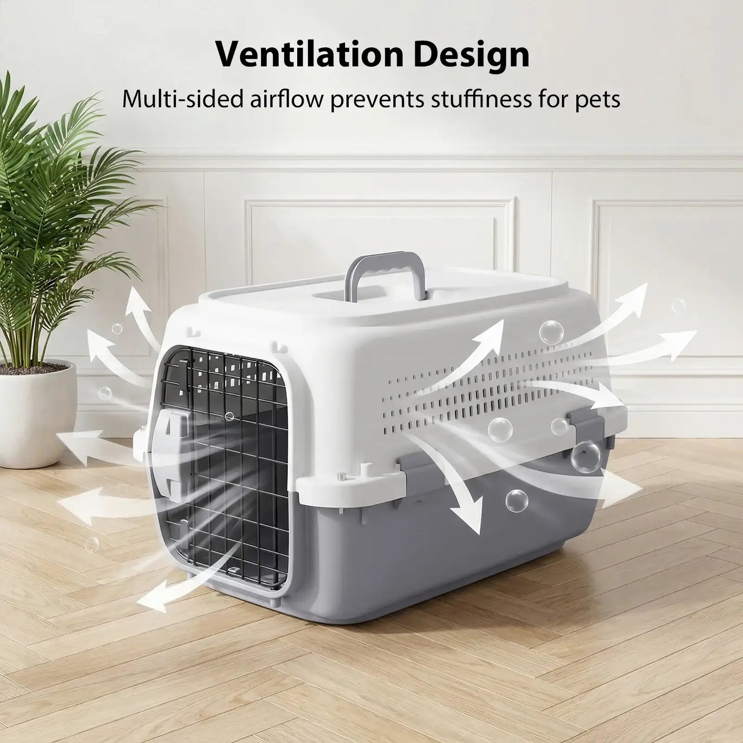 Small Cat Dog Pet Carrier, Travel Kennel, Crate Two-Door Top-Load Pet Dog And Cat Travel Box Carrier, 57 X 37 X 33cm
