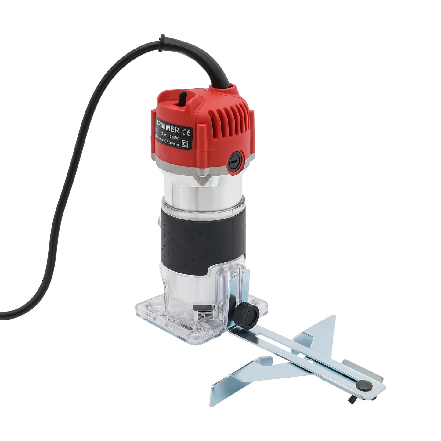 800W Electric Hand Trimmer Wood Router with Guide Base, Woodworking Milling Cutting Tool 30000RP/Min