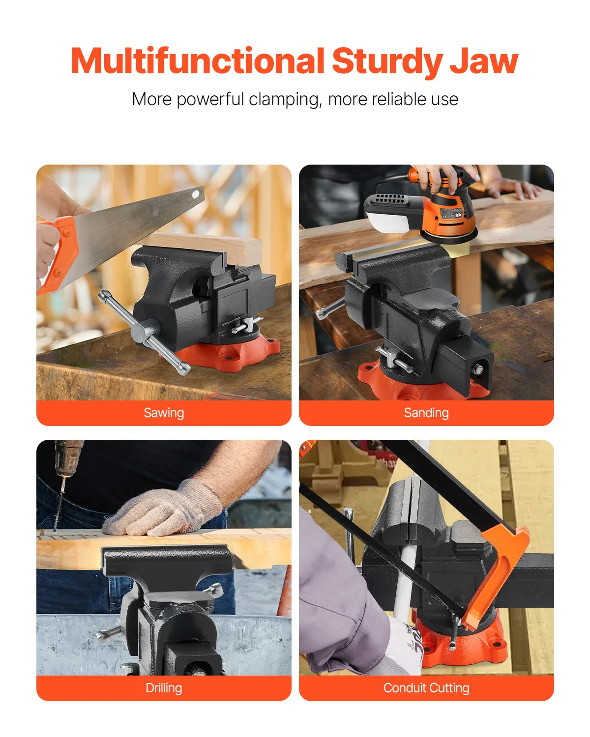 Succebuy Bench Vise 5"/5.5"/8" Jaw Width Multipurpose Vise with 360° Swivel Locking Base Vise with Anvil for Clamping round Pipe
