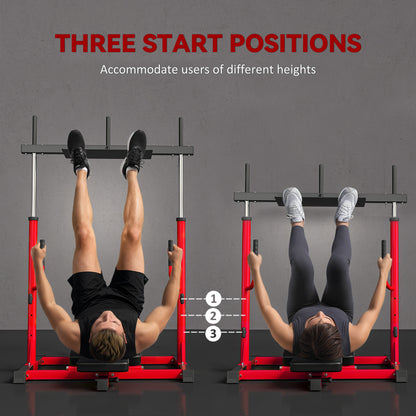 SPORTNOW Vertical Leg Press Machine | Red & Black Steel Home Gym Trainer | 1-Inch Weight Plate Posts | Adjustable Backrest & Head Pad | 130kg Plate Load