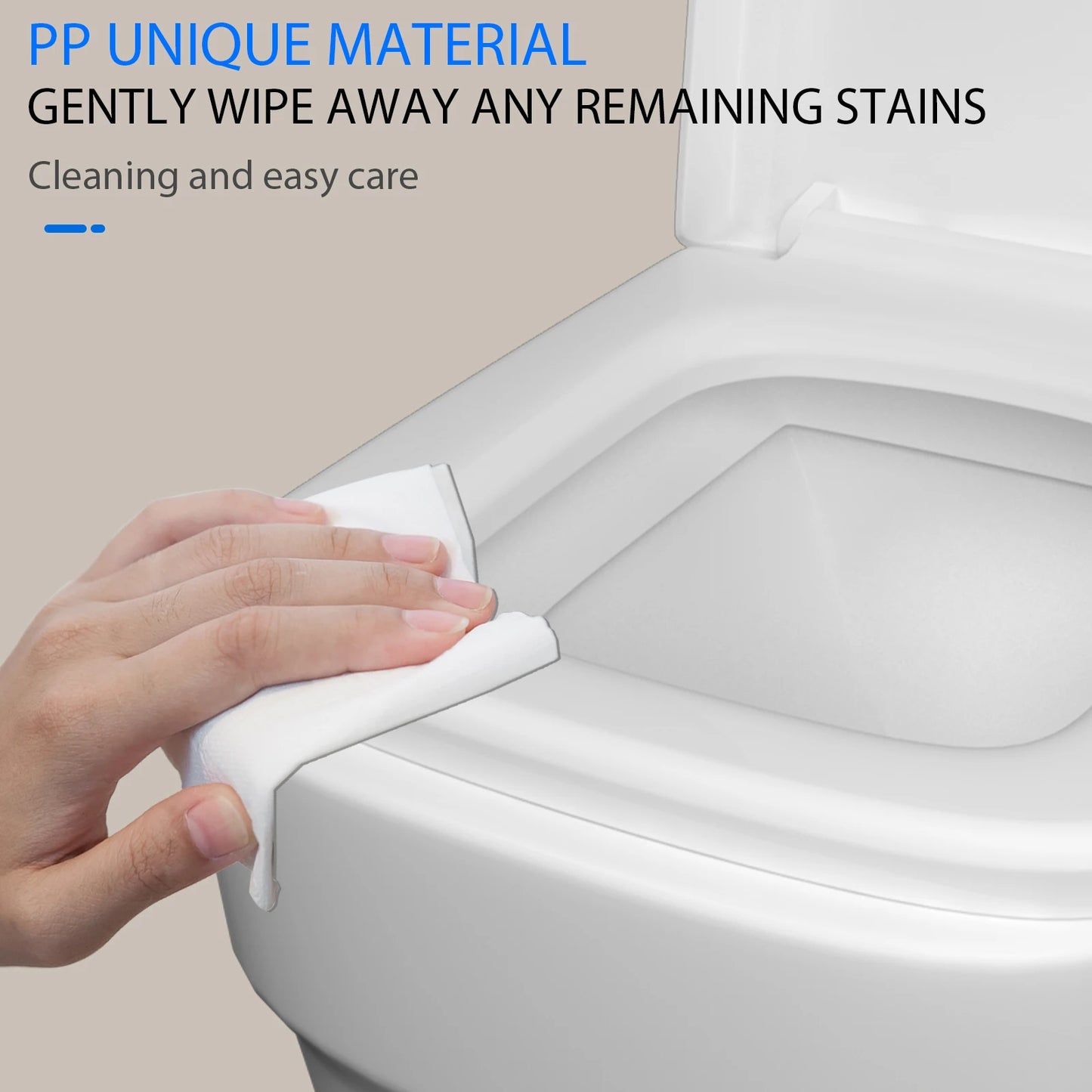Dayplus Square Toilet Lid Clip-On Toilet Seat Easy Clean Bathroom Seat with Quick Release Soft Close Top Fixing Anti-Bacterial