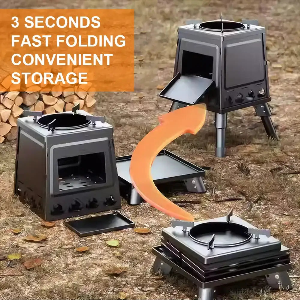 Foldable Wood Burner Stove Portable Firewood Outdoor Camping Wood-Burning Stove For Hiking Traveling 