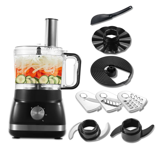 6-In-1 Food Processor Mixer Blender, 3 Speeds with Pulse, 2L Mixing Bowl 800W, Chopping, Slicing, Shredding And Kneading Dough