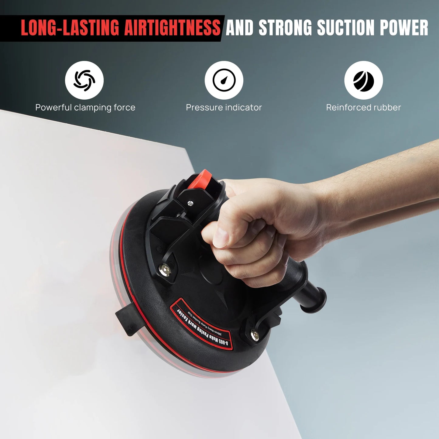 Set of 2 Suction Cup Lifters Glass Suction Cups With Pressure Gauge, Tile Lifter Vacuum Suction, Max. Load Capacity 400Kg