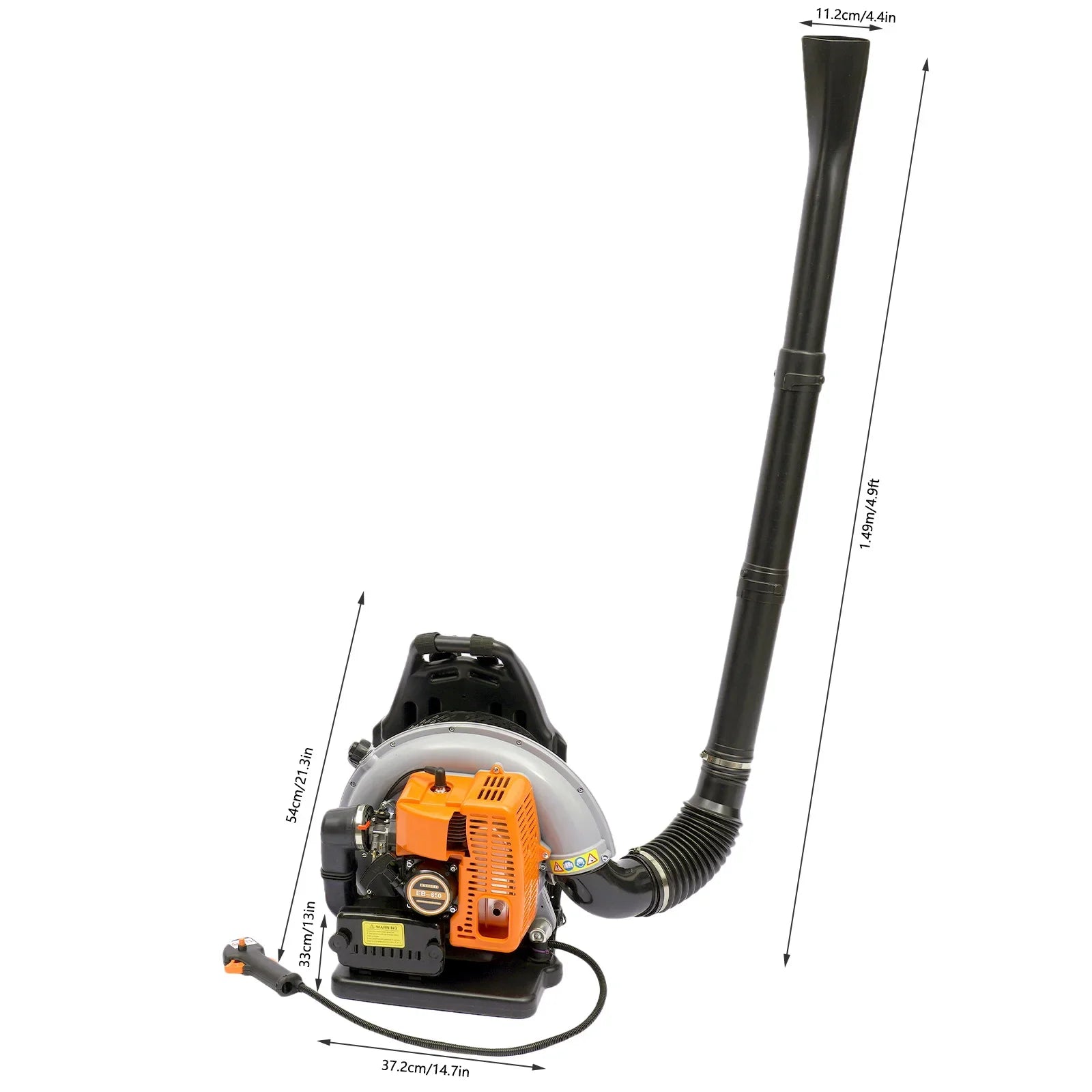 63CC Petrol Backpack Leaf Blower Powerful 2 Stroke With Lightweight Air-Cooled Engine