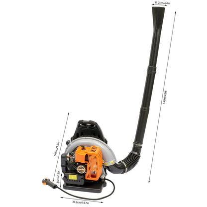 63CC Petrol Backpack Leaf Blower Powerful 2 Stroke With Lightweight Air-Cooled Engine