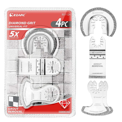 EZARC 4 Piece Diamond Oscillating Multi Tool Blade Set, Mortar Cutting Saw Blades Precise For Grout Removal, Soft Tile Cut