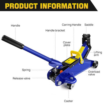Hydraulic Floor Jack & Stands, 2 Ton Low Profile Hydraulic & 3 Ton Axle Stand Set, Tyre Repair Kit Steel Racing Quick Lift
