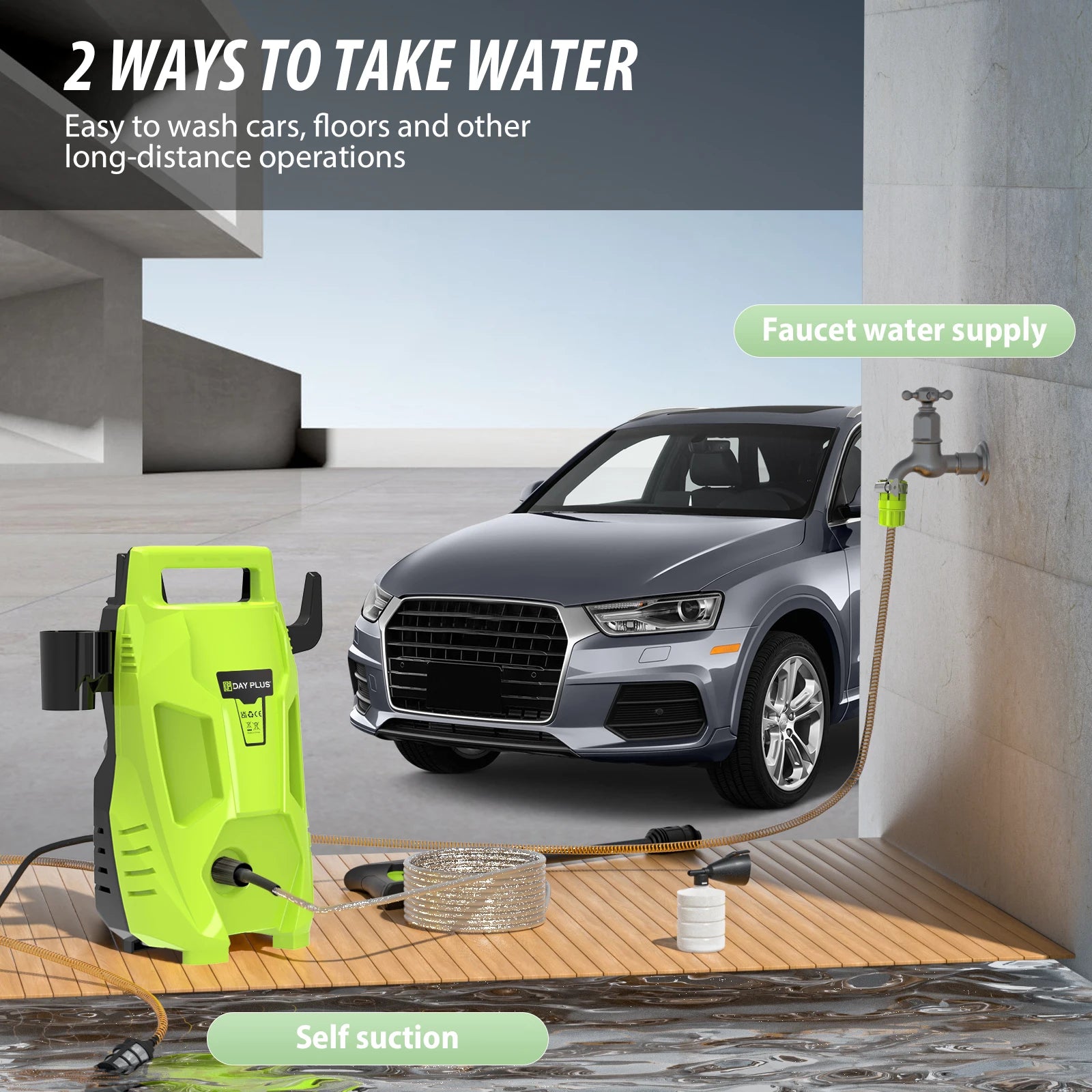 Dayplus High Pressure Washer, Multi-In-1 Power Jet Nozzle, Portable Electric Jet Washer for Cars Home Patio