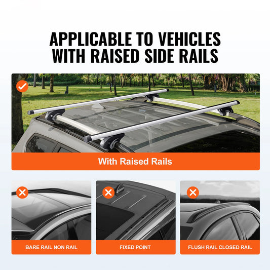 Roof Rack Crossbar Adjustable Aliuminum Roof Rail Crossbar Baggage Luggage Carrier 200LBS Crossbars for Suvs, Sedans