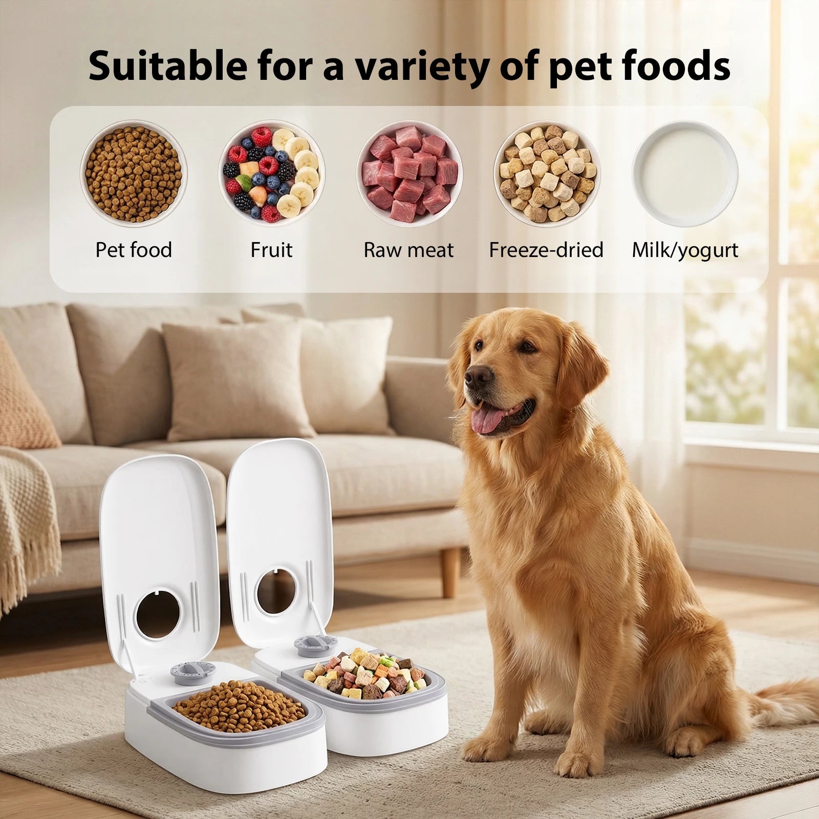 2 Piece Cat & Small Dog Automatic Pet Food Feeder With 48H Timer, 700ML Food Timer Dispenser For Dry & Wet Food