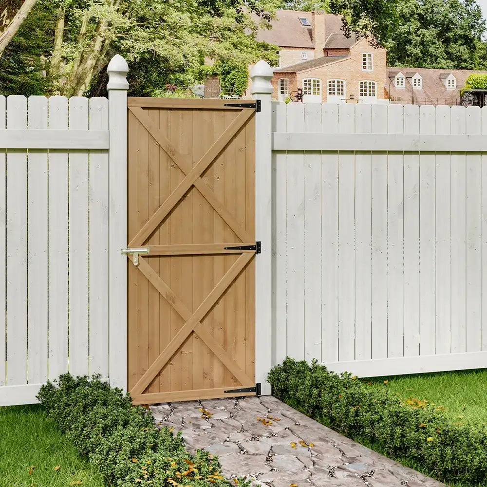 Pine Wood Garden Gate with Latch And Hinges Wooden Security Barrier Fence For Home, Patio Or Outdoor Space