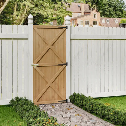 Pine Wood Garden Gate with Latch And Hinges Wooden Security Barrier Fence For Home, Patio Or Outdoor Space