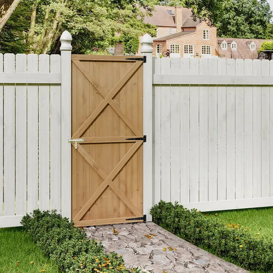 Pine Wood Garden Gate with Latch And Hinges Wooden Security Barrier Fence For Home, Patio Or Outdoor Space