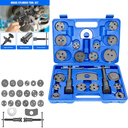 22 Piece Brake Caliper Rewind Tool Kit To Wind Back Front And Rear Disc Brake Piston Compression Pad Replacement Master Set