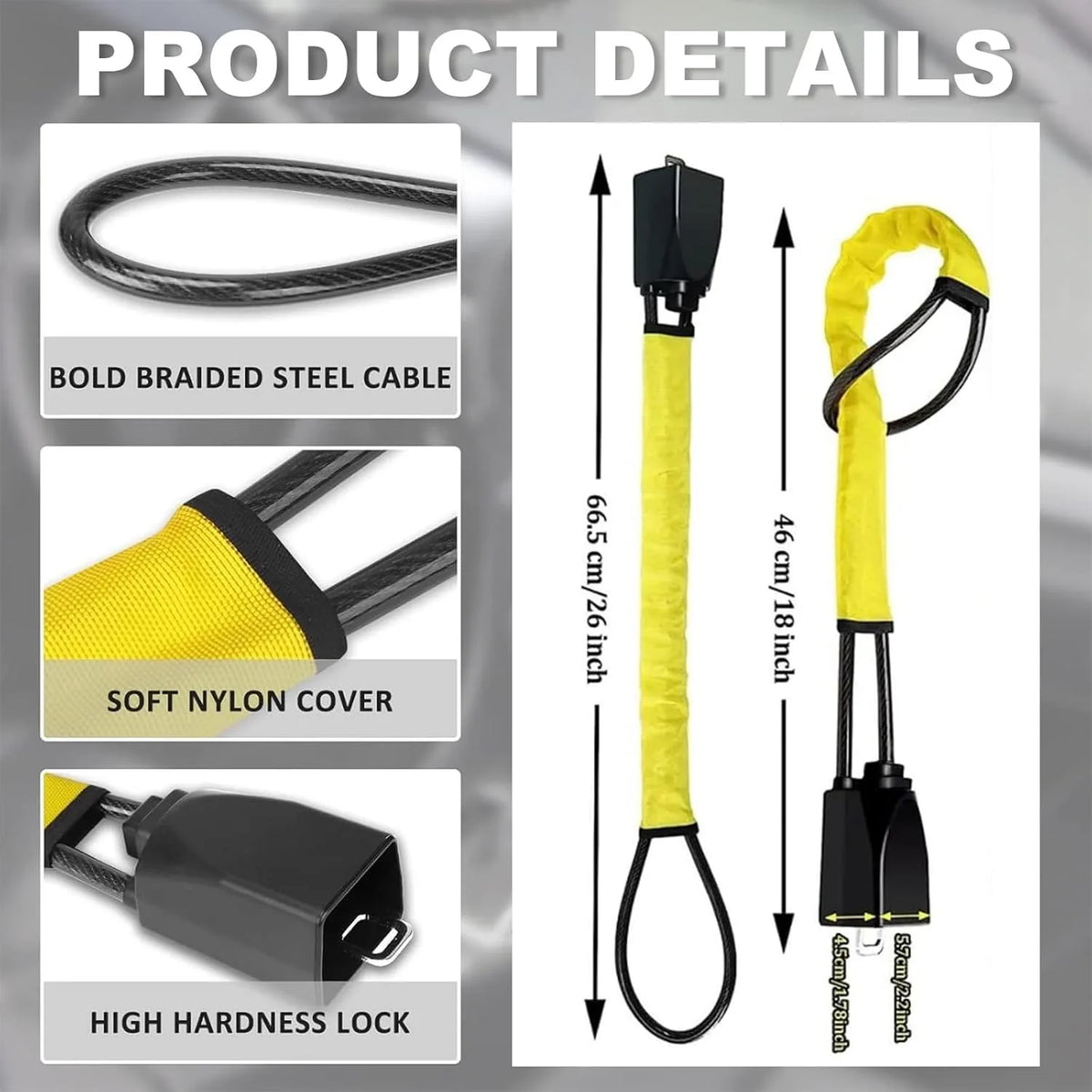 Car Steering Wheel Lock Seat Belt Locks Heavy Duty Universal Anti-Theft Device with 3Keys High Visibility Lock for Vehicle SUV